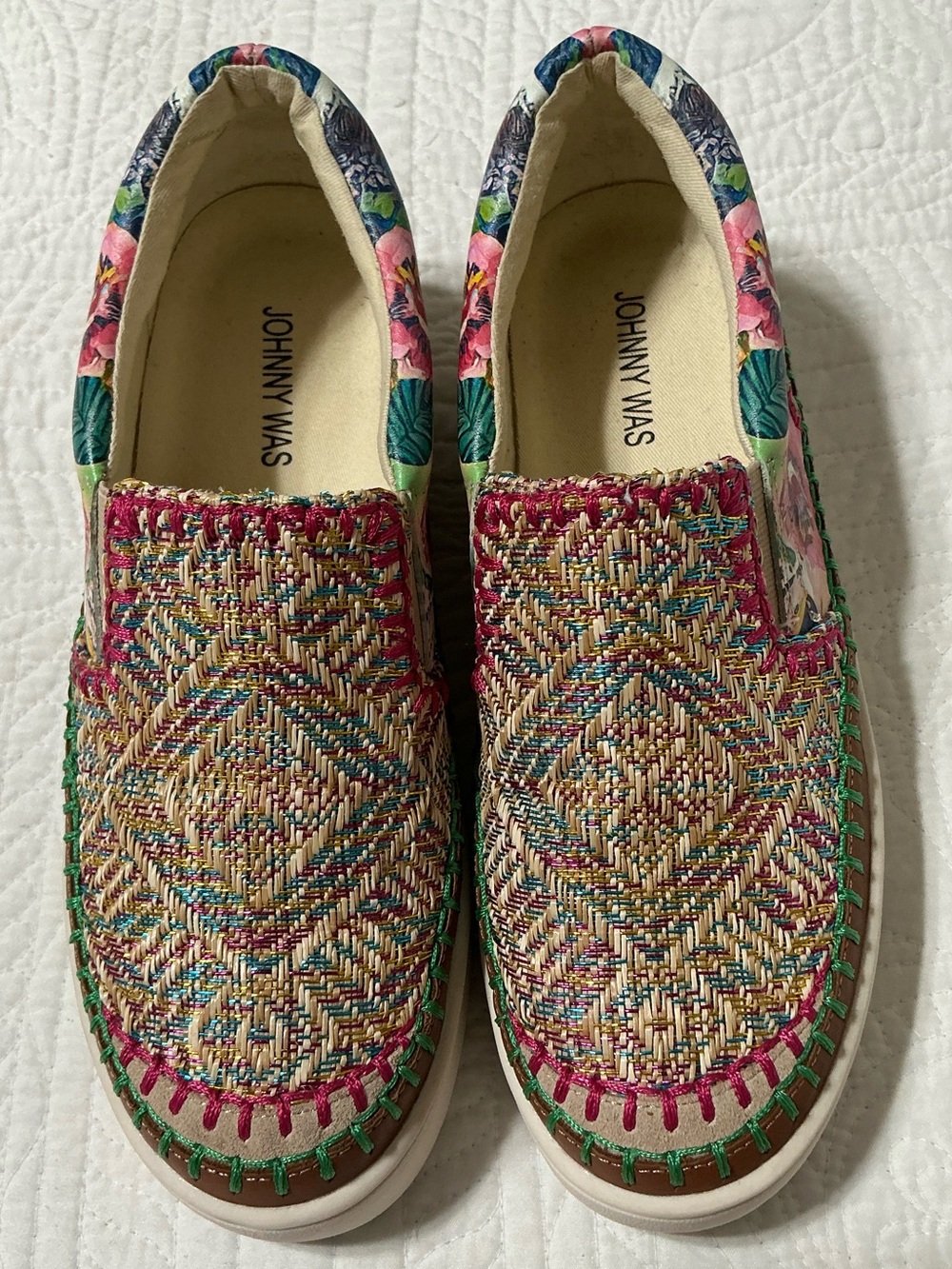 JOHNNY WAS PATCHWORK SLIP‑ON SNEAKER SIZE 8.5